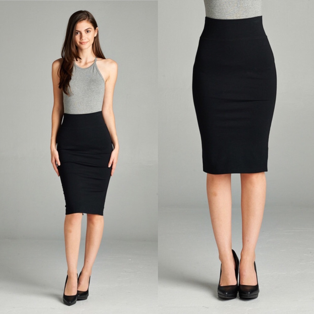RITA🖤 classic ribbed pencil skirt black - Picture 2 of 3